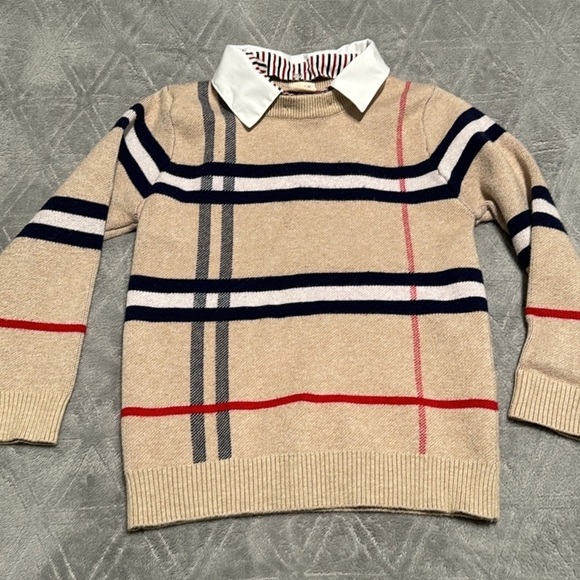 Boys plaid sweater with collar - Picture 2 of 3